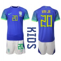 Koszulka piłkarska Brazylia Vinicius Junior #20 Strój wyjazdowy dla dzieci MŚ 2022 tanio Krótki Rękaw (+ Krótkie spodenki)